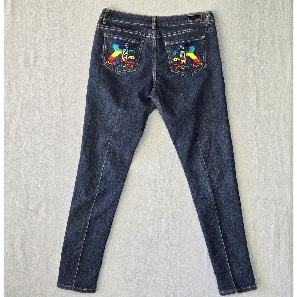 Rocawear 1999 Jeans Size 13 Stretch Embroidered‎ Pockets Straight Slim Blue